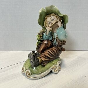 Capodimonte Italy Ceramic Statue Sculpture Child Playing Flute Vintage 60s 5618